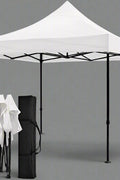 10x10 white gazebo with windows full view

side view of pop-up canopy tent with cathedral windows

steel frame and truss system of event gazebo

pop-up tent folded frame close-up