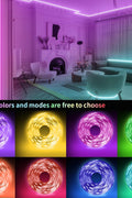 Colorful 100 ft RGB LED strip light with remote and phone app
Bluetooth LED strip lighting for bedrooms and parties
Music sync LED light strips with multicolor remote control