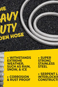 100 ft stainless steel garden hose with brass fittings – rust-proof, kink-resistant, heavy-duty design
