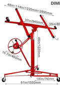 Construction-grade panel lift tilted for ceiling or angled drywall installation

