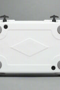 Rolling cooler with ergonomic carry handles and locking wheels
