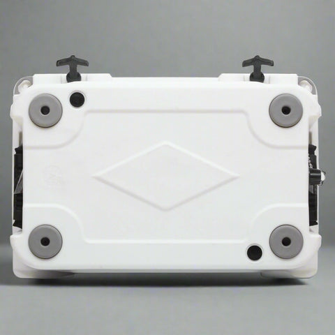 Rolling cooler with ergonomic carry handles and locking wheels