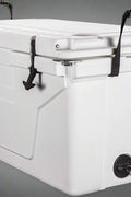 Spacious 110-quart cooler interior with thick insulation and durable hinges