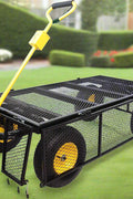 Heavy-duty garden cart with detachable mesh sides and 12-inch tires
Folding utility wagon for yard and landscaping use
1100 lb capacity mesh cart for outdoor hauling
Garden cart with pneumatic wheels and ergonomic rotating handle