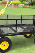 Heavy-duty garden cart with detachable mesh sides and 12-inch tires
Folding utility wagon for yard and landscaping use
1100 lb capacity mesh cart for outdoor hauling
Garden cart with pneumatic wheels and ergonomic rotating handle