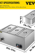 3-pan buffet food warmer front view with lid open

Commercial food warmer showing stainless steel interior

Temperature knob and heating element close-up

Buffet setup with food in all three compartments

Side view of removable pans with food steam