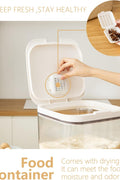 "11L airtight food storage container for flour and rice"

"Clear plastic pantry organizer holding 20 lb of dry goods"

"Large kitchen food bin with airtight seal"