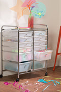New 12 - Drawer Rolling Plastic Storage Cart – Mobile Organizer with Durable Drawers for Home & Office S3109 - with | Sold by Uncle Wiener's Wholesale