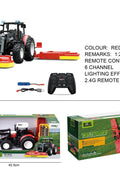 "1:24 Scale Remote Control Tractor Loader Toy for Kids"

"6-Channel RC Tractor Farm Toy with Realistic Design"

"Rechargeable Remote Control Tractor and Wagon Set"

"Durable 1:24 Scale RC Farm Truck Vehicles"

"Set of 1:24 Remote Control Farm Trucks for Kids"