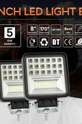 overview of features for 4-inch LED work light bar including beam type, brightness, and waterproof rating