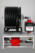 12V & 110V diesel fuel transfer pump with 50ft auto-retractable hose reel
Red and black heavy-duty diesel transfer pump with flow meter
Cast iron diesel fuel pump on steel frame with hose reel