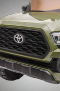 Olive green Toyota-style ride-on pickup truck for kids

Side view of remote-control kids truck with leather seat

Child’s electric ride-on truck with LED headlights

Toyota ride-on truck in olive green with suspension

Battery-powered pickup truck for toddlers