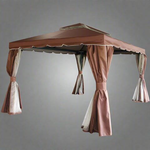 "Fully Enclosed 13x10 Pop-Up Gazebo Tent with Brown Curtains"

"Rust-Resistant Aluminum Frame Gazebo for Outdoor Events"

"Brown Outdoor Gazebo with Zip Netting and Side Curtains"

"13x10 Foot Weatherproof Backyard Party Tent"

"Portable Gazebo with Full Enclosure for Garden and Patio"