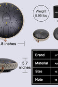 13 inch steel tongue drum with 15 notes
Complete handpan style music kit with mallets and bag
Relaxing meditation drum for yoga and sound healing
Steel tongue drum with note stickers and guide
Handcrafted alloy steel percussion drum