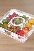 13-piece clear plastic fruit and snack organizer tray with lid and carry handle