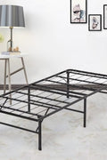 Heavy-duty steel platform bed frame without box spring