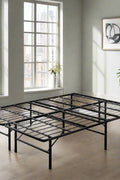Minimalist bedroom setup with full-size bi-folding bed frame