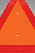 "14x16 Slow Moving Vehicle Sign Reflective Rust-Free Aluminum Triangle"

"Slow moving vehicle sign mounted on a golf cart for visibility"