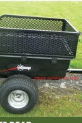 1500 lbs off-road utility trailer hitched to ATV in grass field

heavy-duty dump trailer with tilting steel bed

model 113484 utility trailer with 18-inch off-road tires

rear view of utility trailer loaded with gravel

close-up of powder-coated steel dump bed

