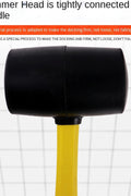 16 oz rubber mallet with fiberglass handle and black head

Soft strike mallet ideal for woodworking and tile work

Close-up of non-marring rubber head on mallet

Yellow and black rubber hammer with anti-slip grip

DIY rubber mallet for carpentry and general repairs