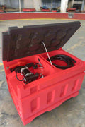 180L fuel transfer tank with red body and electric pump
Gas and diesel compatible fuel tank – 57 LPM electric pump
Portable 180-liter fuel transfer system with automatic nozzle