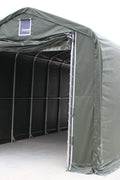 Heavy-duty PVC truck shelter with open front for easy vehicle access