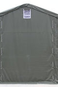 Large outdoor storage tent for RVs and machinery with closed front doors
