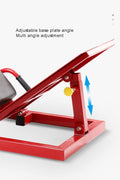 Red commercial 2-in-1 leg press and squat gym machine side view

User using leg press on heavy-duty fitness equipment

Squat bench setup on dual-function gym trainer 523624

PU leather padded seat and reverse pedal mechanism close-up

Front angle of multifunctional leg press squat machine in red