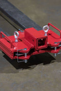 Dual Forklift Hitch Receiver Adapter Mounted on Pallet Fork – Side View

Red Steel Forklift Hitch Receiver for Trailers and Campers

Clamp-On Fork Hitch Receiver Adapter – Industrial Grade

Top View of 2-in-1 Towing Hitch Adapter on Forklift

Pallet Fork Trailer Hitch Attachment with Dual Receiver