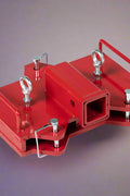 Dual Forklift Hitch Receiver Adapter Mounted on Pallet Fork – Side View

Red Steel Forklift Hitch Receiver for Trailers and Campers

Clamp-On Fork Hitch Receiver Adapter – Industrial Grade

Top View of 2-in-1 Towing Hitch Adapter on Forklift

Pallet Fork Trailer Hitch Attachment with Dual Receiver