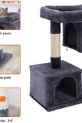 2-Level Plush Cat Tree with Top Perch and Condo
Cat Tree with Scratching Posts and Soft Fabric
Side View of Plush Gray Cat Condo Tower
Cat Sitting on Widened Top Perch
Enclosed Cat Hideout with Dual Levels