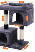 2-Level Plush Cat Tree with Top Perch and Condo
Cat Tree with Scratching Posts and Soft Fabric
Side View of Plush Gray Cat Condo Tower
Cat Sitting on Widened Top Perch
Enclosed Cat Hideout with Dual Levels
