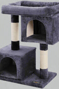 2-Level Plush Cat Tree with Top Perch and Condo
Cat Tree with Scratching Posts and Soft Fabric
Side View of Plush Gray Cat Condo Tower
Cat Sitting on Widened Top Perch
Enclosed Cat Hideout with Dual Levels