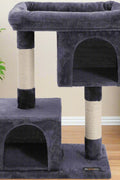 2-Level Plush Cat Tree with Top Perch and Condo
Cat Tree with Scratching Posts and Soft Fabric
Side View of Plush Gray Cat Condo Tower
Cat Sitting on Widened Top Perch
Enclosed Cat Hideout with Dual Levels