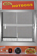 2-tier hot dog steamer with tempered glass doors and bun warmer
Commercial hot dog steamer showing 27L capacity
Food truck-ready stainless steel hot dog and bun warmer
Hot dog warmer for concession stand with clear slide doors
Interior view of dual-tier hot dog steamer filled with buns and sausages