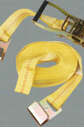 Flat Hook Ratchet Strap 2x27FT – Heavy Duty Yellow Cargo Tie-Down

Ratchet Tie-Down Strap with Flat Hooks – Side View

Industrial Cargo Strap Bundle – Case of 10 Yellow Straps