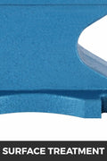 Close-up of cast iron anvil horn and hardy hole for forging
Drop-forged blacksmith anvil with flat surface and blue finish
Side view of 400 LB anvil used for metalworking and welding
Blue cast iron anvil showing base and working surface
