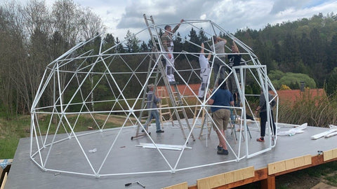 New 20FT Deluxe Eco Dome Glamping Tent – Geodesic Dome Building for Luxury Camping 112520GD - with Cold Weather Insulation Package 112520CW | Sold by Uncle Wiener's Wholesale