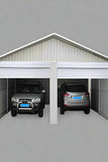 “Front view of 21x19 FT metal garage shed with electric roll-up doors”

“Side view of heavy-duty double metal garage shed structure”

“Spacious steel shed ideal for vehicle or equipment storage”