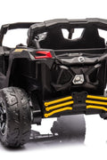Neon Green 24V Can-Am UTV ride-on car for kids

Side view of Can-Am Maverick electric kids vehicle

Rear suspension view of 2-seater ride-on UTV

LED headlight detail on Can-Am ride-on

Kids ride-on off-road UTV in Neon Pink
