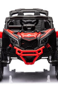 Neon Green 24V Can-Am UTV ride-on car for kids

Side view of Can-Am Maverick electric kids vehicle

Rear suspension view of 2-seater ride-on UTV

LED headlight detail on Can-Am ride-on

Kids ride-on off-road UTV in Neon Pink