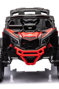 Neon Green 24V Can-Am UTV ride-on car for kids

Side view of Can-Am Maverick electric kids vehicle

Rear suspension view of 2-seater ride-on UTV

LED headlight detail on Can-Am ride-on

Kids ride-on off-road UTV in Neon Pink