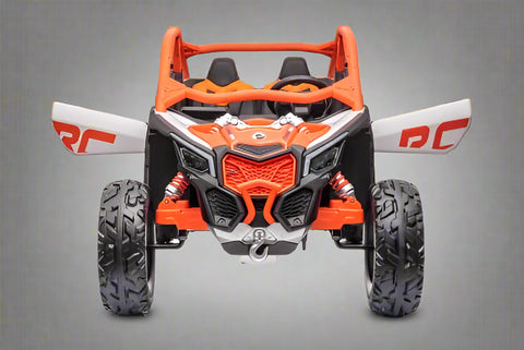Can-Am Maverick 24V Ride-On UTV – Orange White 2-Seater
200W Brushless Motor UTV for Kids – Front View
24V Ride-On UTV with Remote and Suspension
Dual-Seater Kids UTV – Red White Can-Am Style
Can-Am Maverick Ride-On with Off-Road Tires for Kids