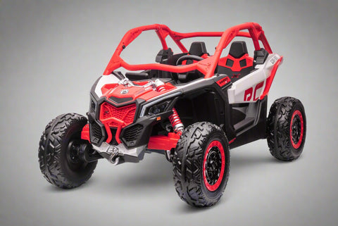 Can-Am Maverick 24V Ride-On UTV – Orange White 2-Seater
200W Brushless Motor UTV for Kids – Front View
24V Ride-On UTV with Remote and Suspension
Dual-Seater Kids UTV – Red White Can-Am Style
Can-Am Maverick Ride-On with Off-Road Tires for Kids
