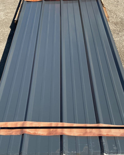 Steel Siding Panels – Charcoal Finish (Closeup)
Charcoal Gray Steel Siding Stack – Front View
White Metal Siding Panel – 26 Gauge
Side Profile of 16ft Steel Siding Panels
Black Finish Steel Siding – Color Sample
Steel Siding Color Swatches – Gray, White, Charcoal