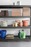 4-shelf gray steel garage rack, boltless design, freestanding