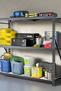 5-layer heavy-duty steel garage storage rack with tools and containers
