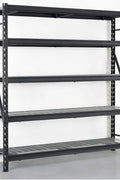 Black 5-tier steel utility rack for garage or warehouse use