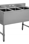 New 3 Bowl Commercial Stainless Steel Sink – Heavy - Duty Kitchen Utility Sink for Restaurants & Food Service BAR3B38 - with | Sold by Uncle Wiener's Wholesale