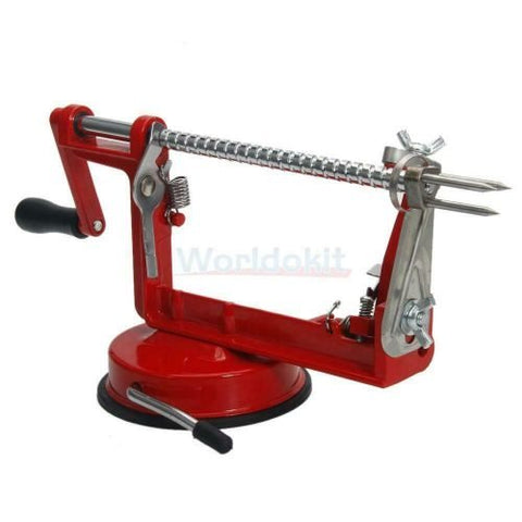 3-in-1 stainless steel apple peeler, corer, and slicer with hand crank and suction base